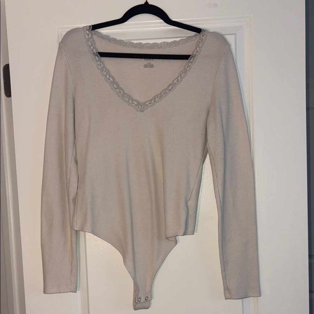 Elegant Cream V-Neck Women's Top